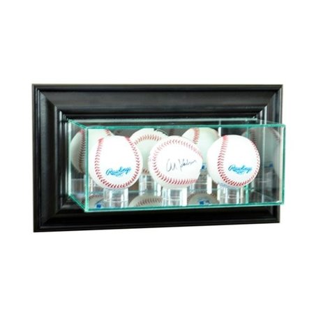 PERFECT CASES Perfect Cases WMTRPB-B Wall Mounted Triple Baseball Display Case; Black WMTRPB-B